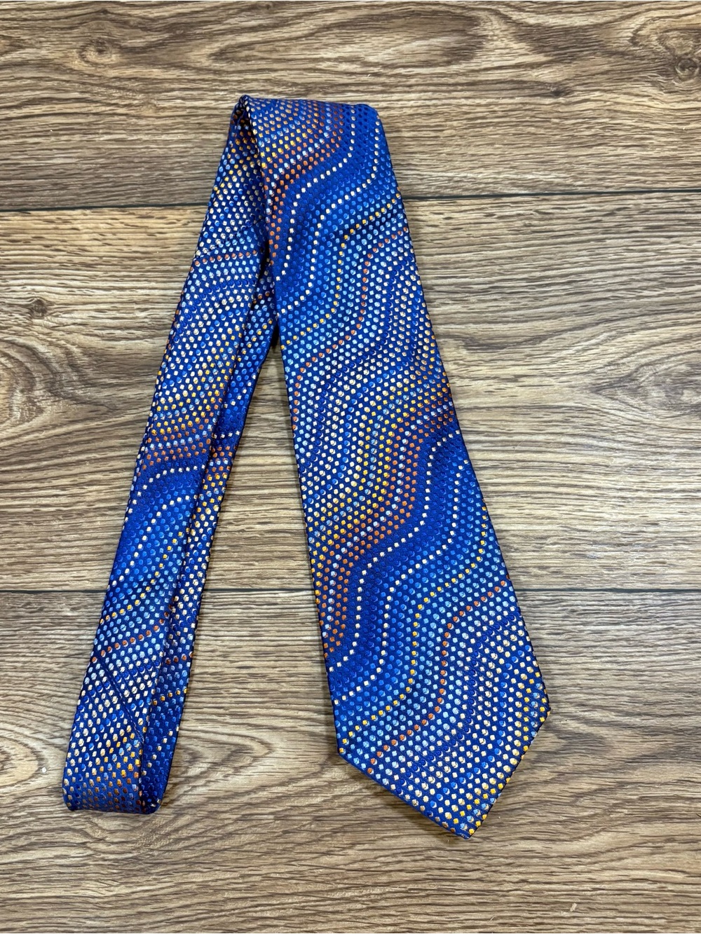 Turnbull & Asser Silk Tie Classic Width Blue Orange Royal Warrant England